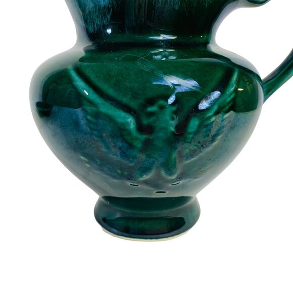 Hull Farm House Eagle Pitcher Basin Set Green Drip Glaze Pottery Home Decor VTG - Picture 15 of 16
